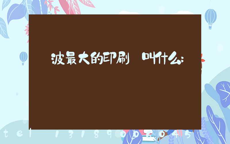 寧波最大的印刷廠叫什么